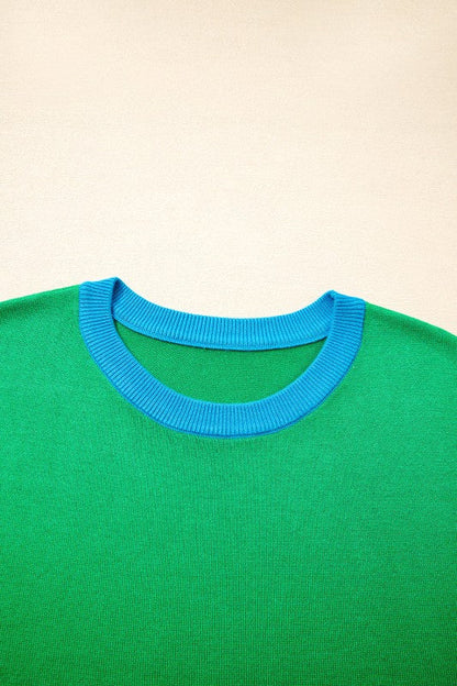 Contrast Trim Crewneck Short Sleeve Sweater Shop Style & More | Fresh Looks, Everyday Deals & Free Shipping