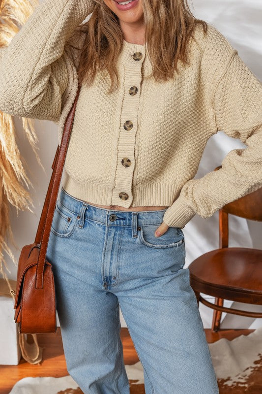 Solid Button-Up Cropped Cardigan Sweater Shop Style & More | Fresh Looks, Everyday Deals & Free Shipping