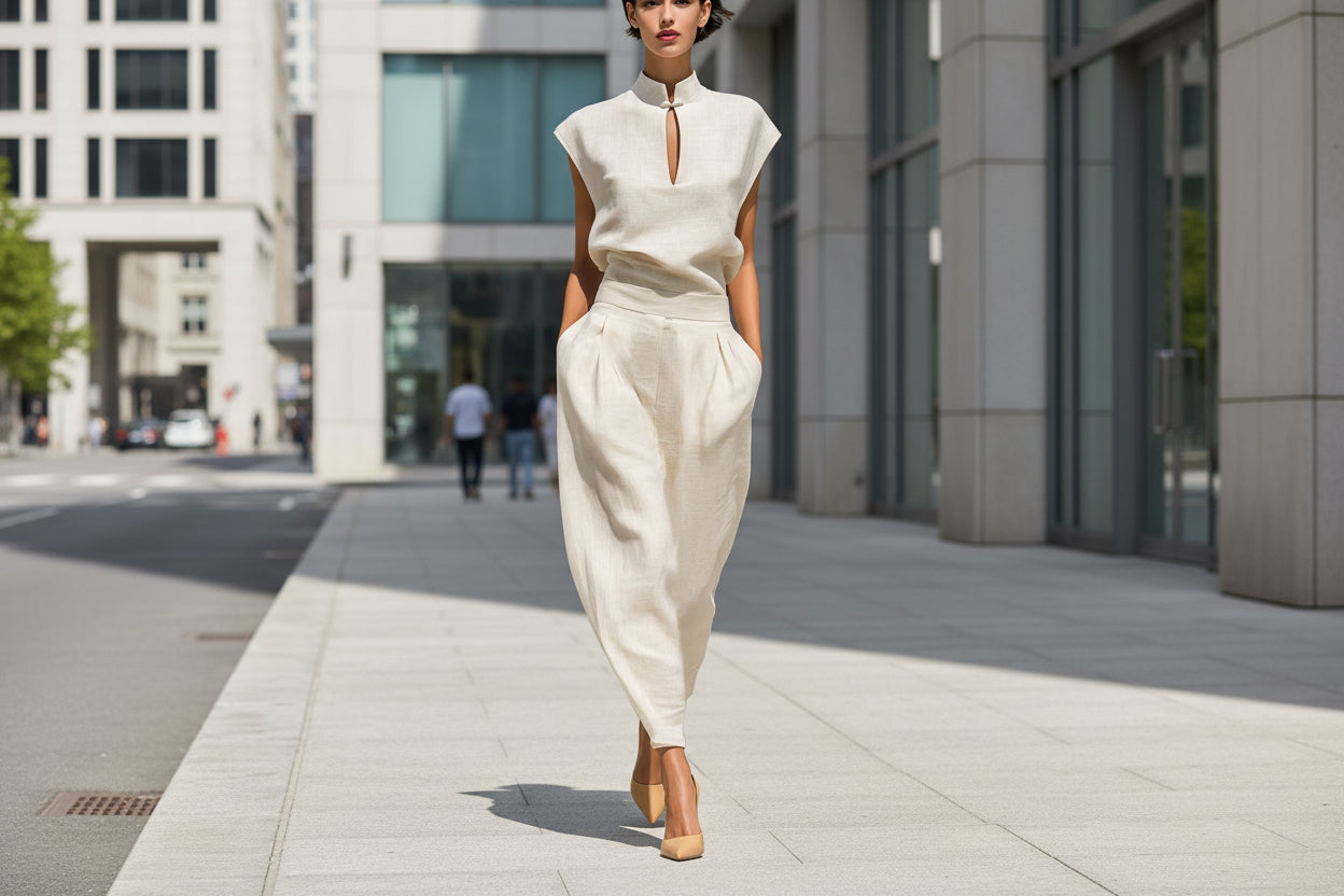 Women's Chinese-Style Satin Short-Sleeve Top & Pants Set FitiqueFit