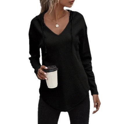 Women's Hoodie With Drawstrings V-neck Plus Size Sweater Grayceful LLC