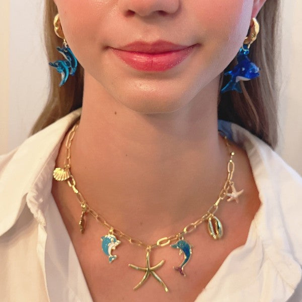Ocean Play Charm Necklace – Dolphin, Starfish & Sh Shop Style & More | Fresh Looks, Everyday Deals & Free Shipping