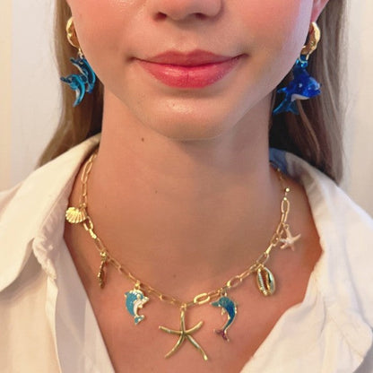 Ocean Play Charm Necklace – Dolphin, Starfish & Sh Shop Style & More | Fresh Looks, Everyday Deals & Free Shipping
