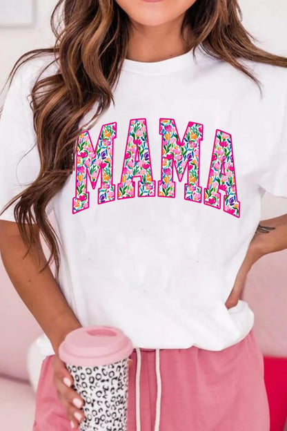 Full Size Floral Mama Graphic Casual Short Sleeve T-Shirt Plus Size New Era Fashion LLc