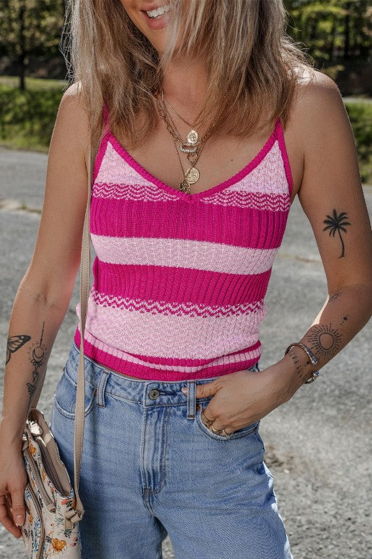 Stripe Spaghetti Strap V-Neck Tank Top Shop Style & More | Fresh Looks, Everyday Deals & Free Shipping