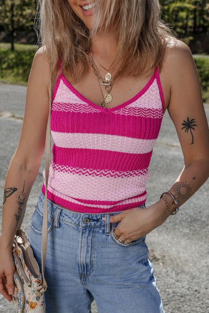 Stripe Spaghetti Strap V-Neck Tank Top Shop Style & More | Fresh Looks, Everyday Deals & Free Shipping