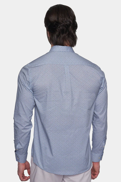 Premium Cotton Pattern Dress Shirt (Executive Blue) Bright Moons