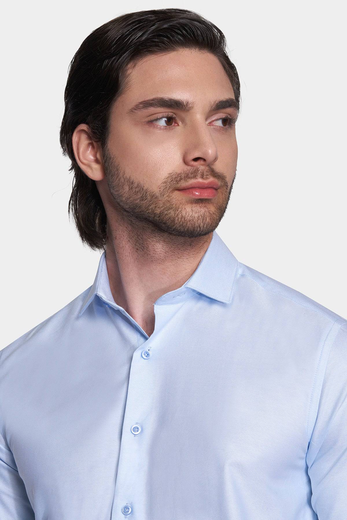 Premium Cotton Dress Shirt (Sky) Bright Moons