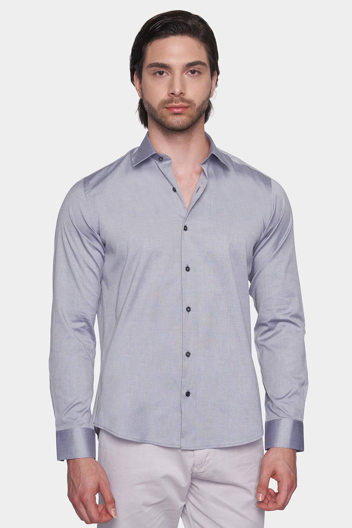 Premium Cotton Dress Shirt (Sterling Silver) Bright Moons
