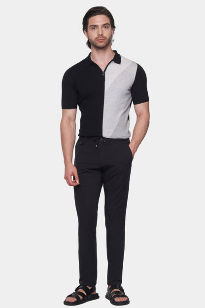 The Mercerized Cotton Polo (Black & White) Bright Moons