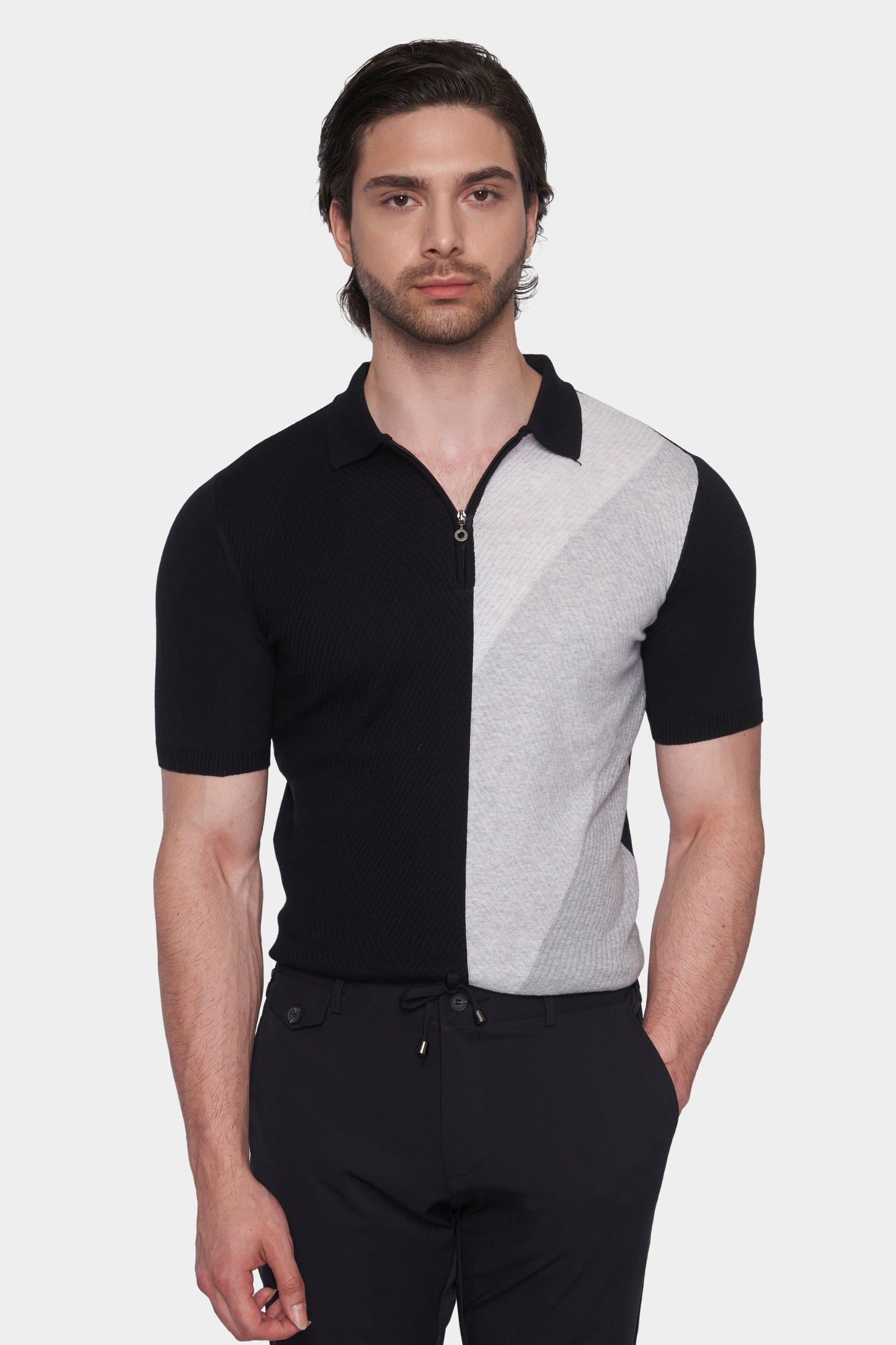 The Mercerized Cotton Polo (Black & White) Bright Moons