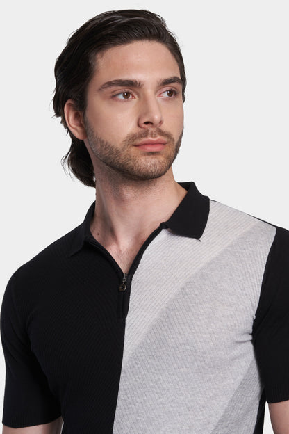 The Mercerized Cotton Polo (Black & White) Bright Moons