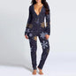 Printed Button Tight Jumpsuit For Women Grayceful LLC