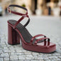 Square-Toe Buckle Strap High Heels – Elegant Thin-Strap Summer Block Heels FitiqueFit
