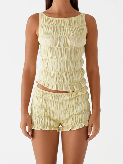 Ruched Texture Tank and Shorts Two-Piece Set New Era Fashion LLc