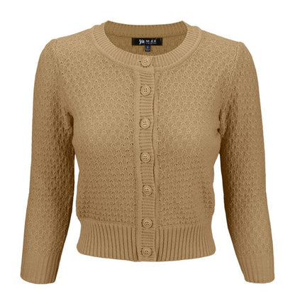 3/4 Sleeve Cute Pattern Cropped Cardigan Sweater Shop Style & More | Fresh Looks, Everyday Deals & Free Shipping
