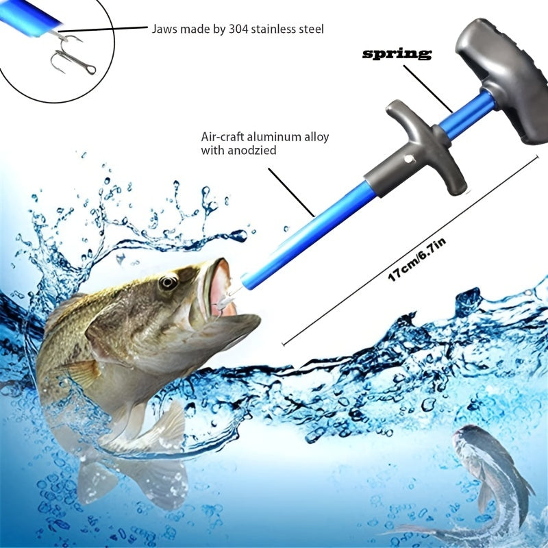 1pc T-Shaped Fish Hook Remover - Aluminum Alloy Fishing Tool with Ergonomic Handle & Blue Handle for Efficient Hook Separation, Ideal for Holiday Gifts (Father'S Day, Christmas, Thanksgiving), Fishing Accessory, Sleek Metalli NovaCart