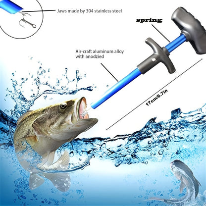 1pc T-Shaped Fish Hook Remover - Aluminum Alloy Fishing Tool with Ergonomic Handle & Blue Handle for Efficient Hook Separation, Ideal for Holiday Gifts (Father'S Day, Christmas, Thanksgiving), Fishing Accessory, Sleek Metalli NovaCart