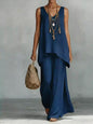 Women's Bohemian Wide-Leg Pants & V-Neck Vest Set – 3D Print FitiqueFit