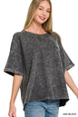 Zenana French Terry Acid Washed Exposed Seam T-shirts New Era Fashion LLc