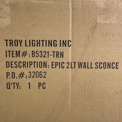 TROY LIGHTING Epic Two Light Wall Sconce 10" x 10" x 16"  Forged Iron B5321-TRN PayWut