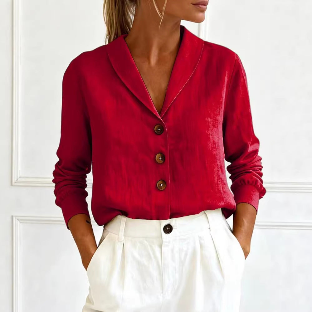 Women's Cotton-Linen Peter Pan Collar Button-Up Shirt – 6 Colors S–3XL FitiqueFit