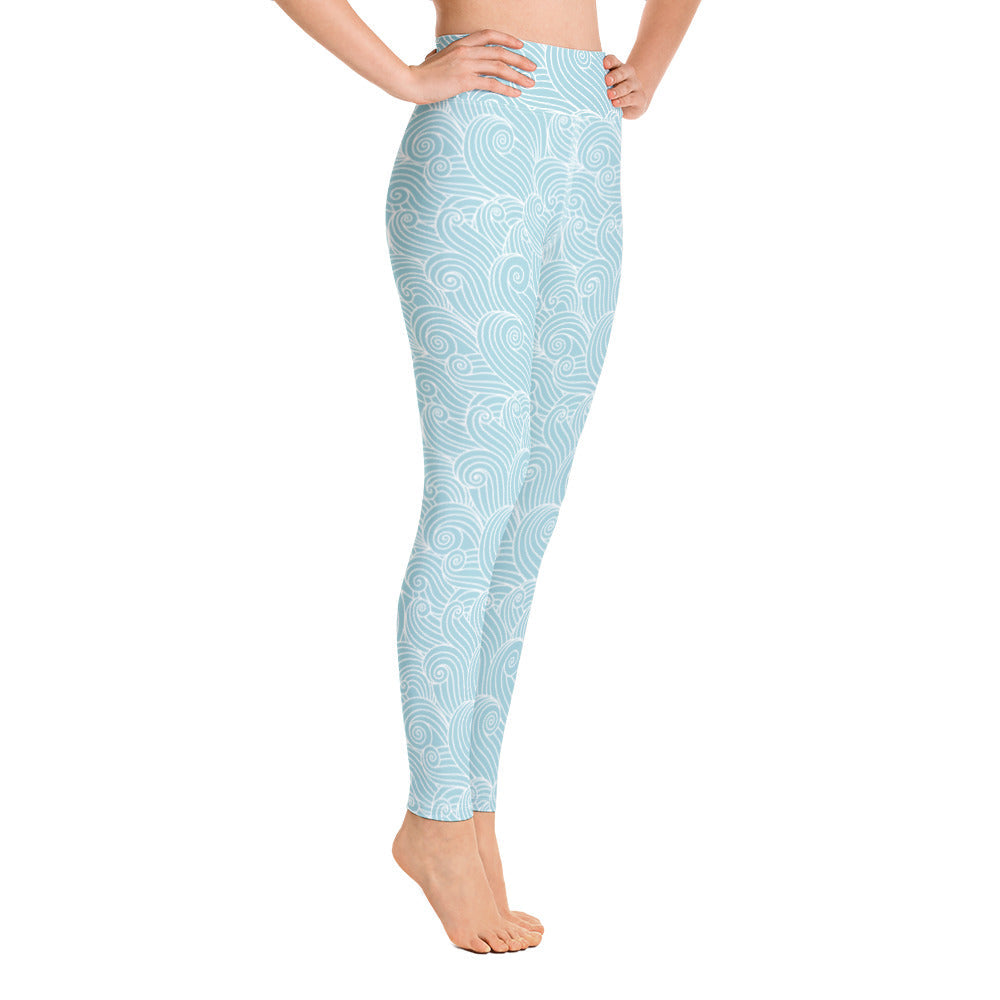 Women's Blue Ocean Swirl Yoga Leggings New Era Fashion LLc