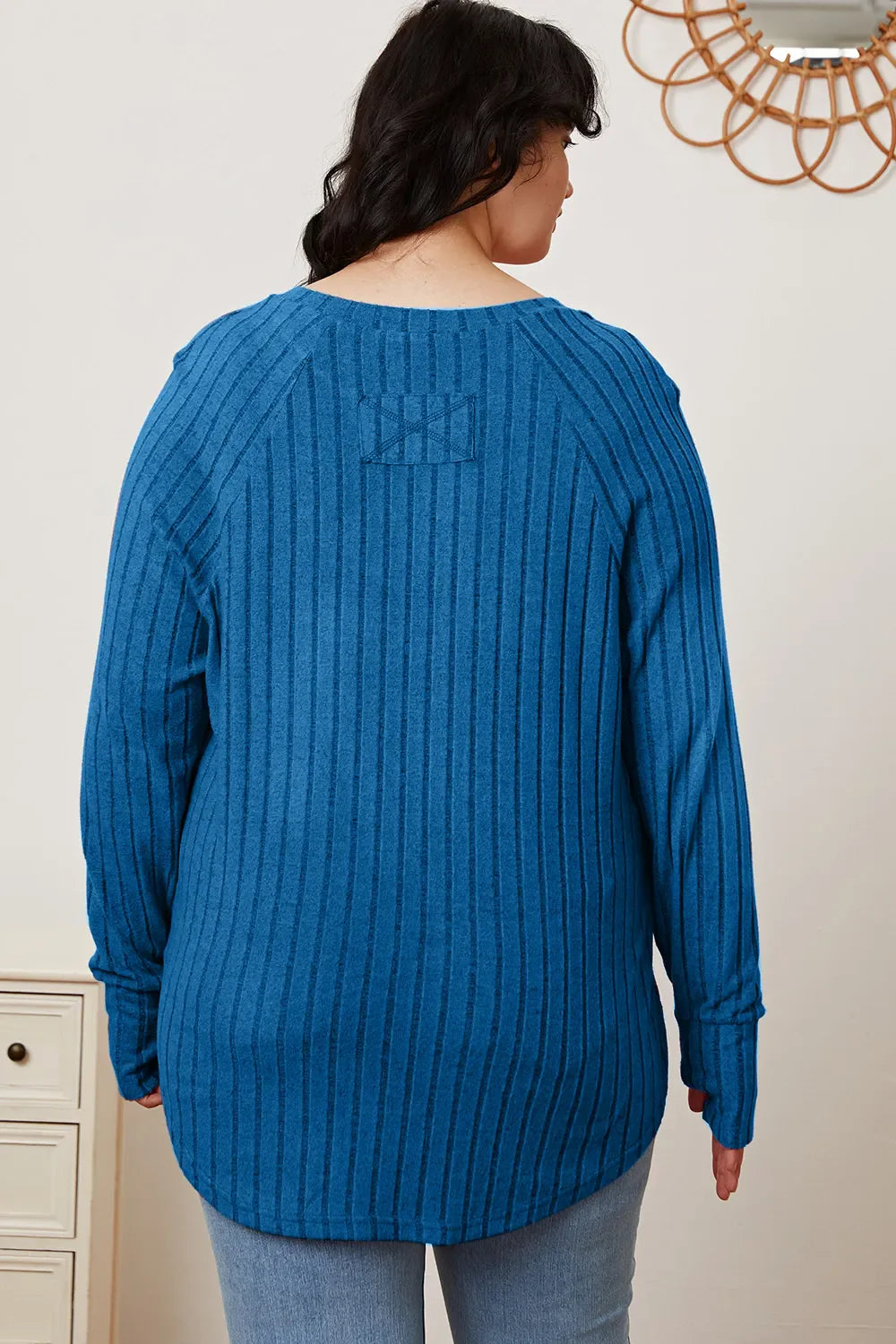 Basic Bae Full Size Ribbed Thumbhole Sleeve T-Shirt New Era Fashion LLc