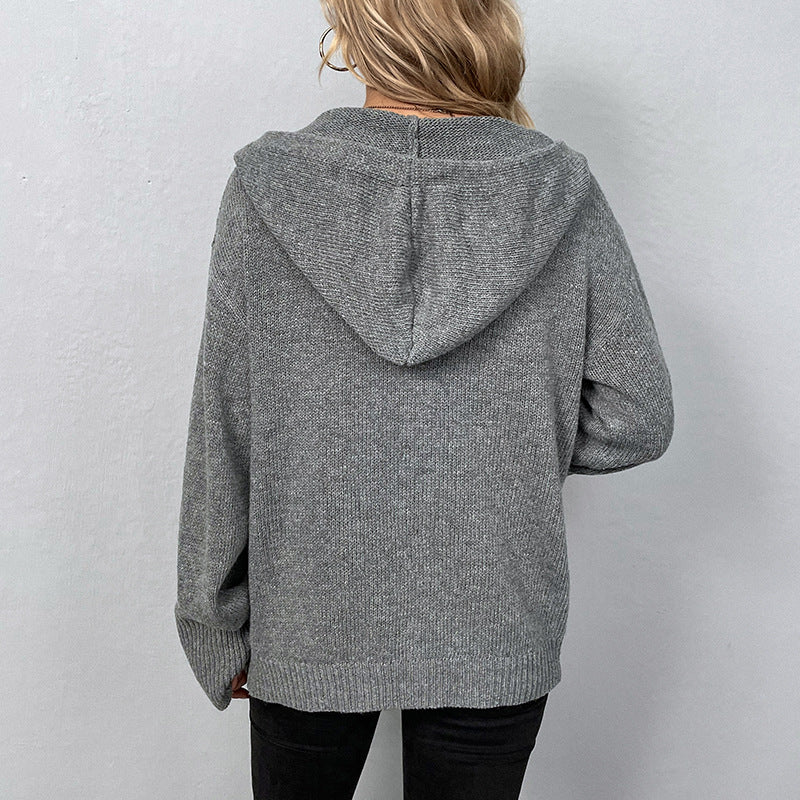 Women’s Button-Down Hoodie Cardigan Sweater Coat FitiqueFit