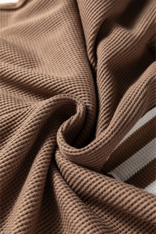 Stripe Patchwork Waffle Knit Buttoned Hoodie Shop Style & More | Fresh Looks, Everyday Deals & Free Shipping