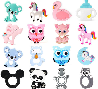 Baby Silicone Teethers BPA Free Teething Toy Animal Dog Koala Owl Elephant Baby Ring Teether Silicone Beads For Kids and Baby Stevvex