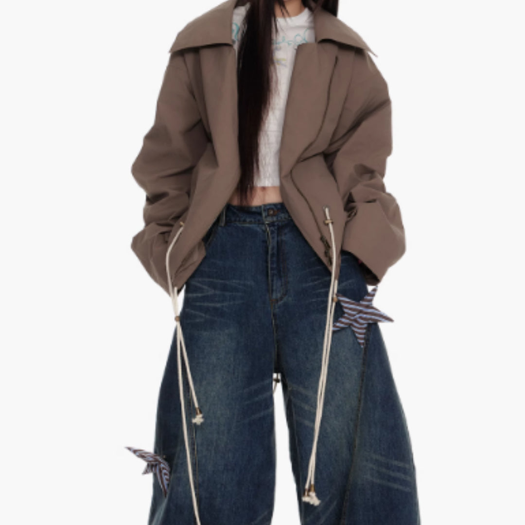 Washing Curved Knife Straight Leg Wide Leg Workwear Jeans For Women See size chart under “more details” The Fashion Celestial