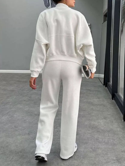 Baseball Collar Zip Up Outerwear and Drawstring Pants Set New Era Fashion LLc
