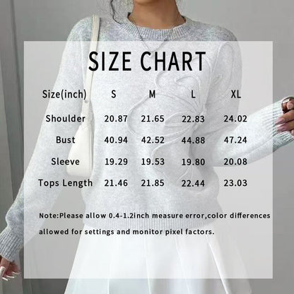 Women's Elegant Floral Sweater - Crew Neck Long Sleeve Casual Pullover FitiqueFit