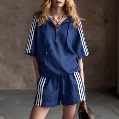 Women's Loose-Fit Two-Piece Sportswear Set – Shirt & Cropped Pants FitiqueFit