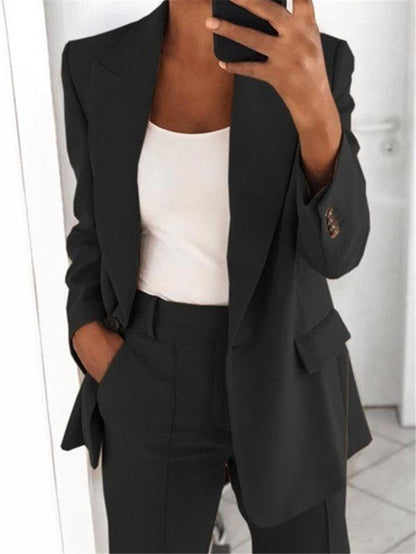 Lapel Blazer & Slim-Fit Trousers Two-Piece Suit – 10 Colors XS–5XL FitiqueFit
