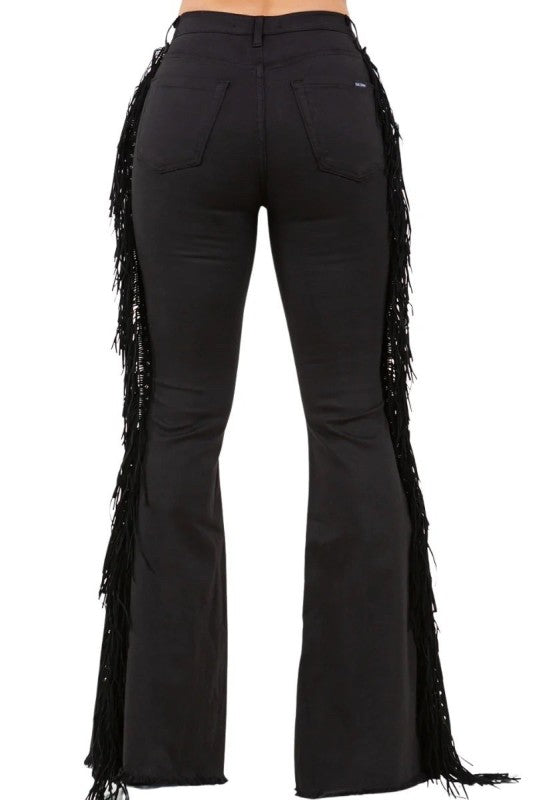 Texas Sun Bell Bottom jean in Black Denim See size chart under “more details” The Fashion Celestial