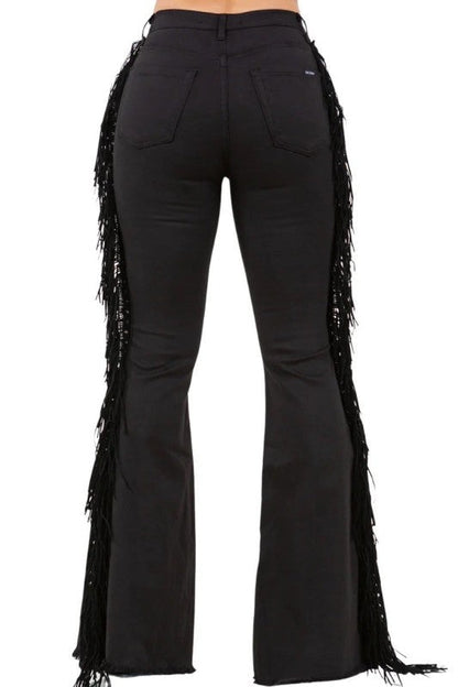 Texas Sun Bell Bottom jean in Black Denim See size chart under “more details” The Fashion Celestial