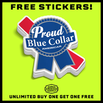 Proud Blue Collar Hard Hat Decal Armed American Supply