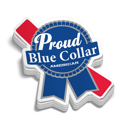 Proud Blue Collar Hard Hat Decal Armed American Supply