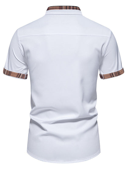 Men's Short Sleeve Plaid Trim Shirt New Era Fashion LLc