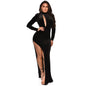 Split Hollow Velvet Long Sleeve Dress
