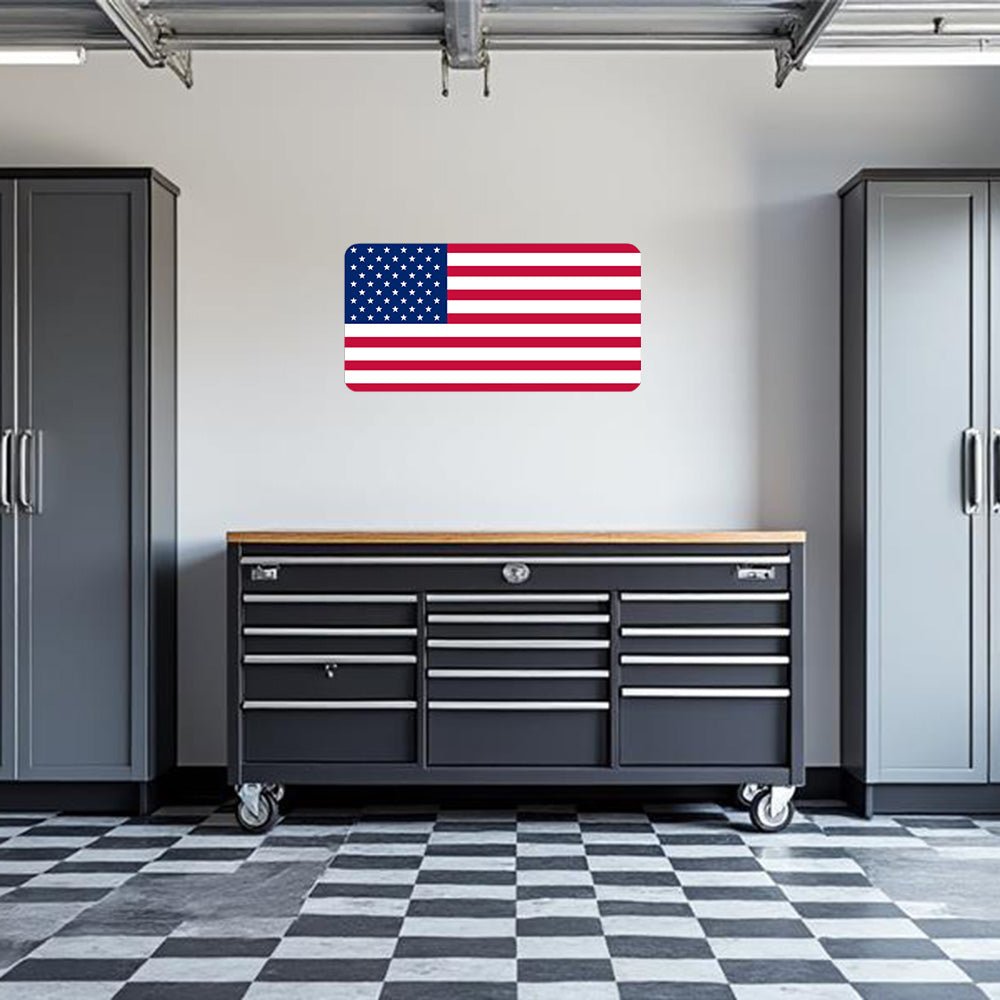 Old Glory Garage Wall Decal Armed American Supply