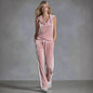 Women's Velvet Wide-Leg Pants & Sleeveless Top Set FitiqueFit