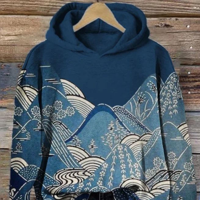 Women’s Printed Hooded Long Sleeve Pullover Sweatshirt FitiqueFit