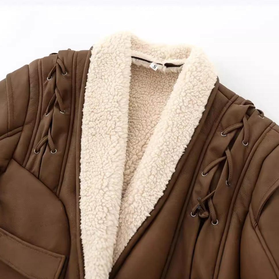 Chic French Waist Suede Jacket - Stylish Chocolate Leather Jacket for Women Country in My Heart