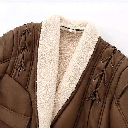 Chic French Waist Suede Jacket - Stylish Chocolate Leather Jacket for Women Country in My Heart