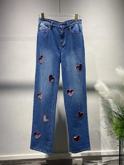 Heart Cutout Wide Leg Jeans | Romantic Wear for Women Country in My Heart