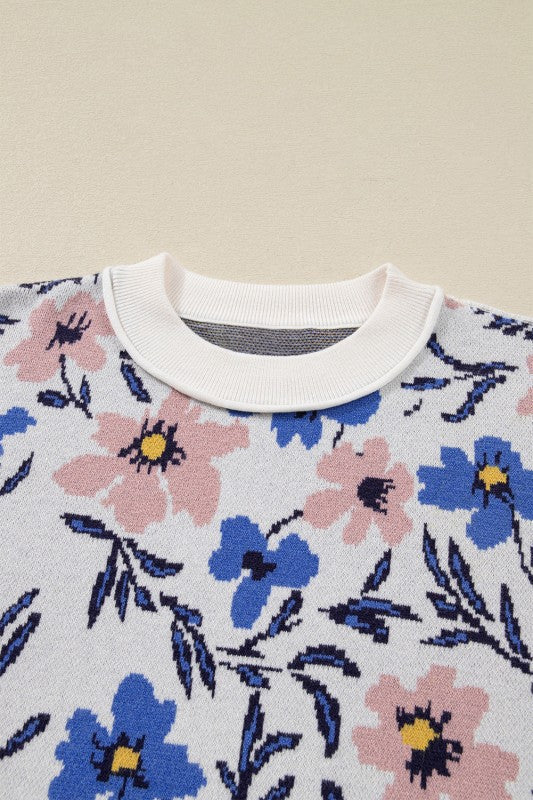 Floral Panel Colorblock Sleeve Crewneck Sweater Shop Style & More | Fresh Looks, Everyday Deals & Free Shipping