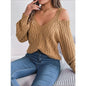 Fried-Dough Twist Off-Shoulder Lantern Sleeve Sweater FitiqueFit