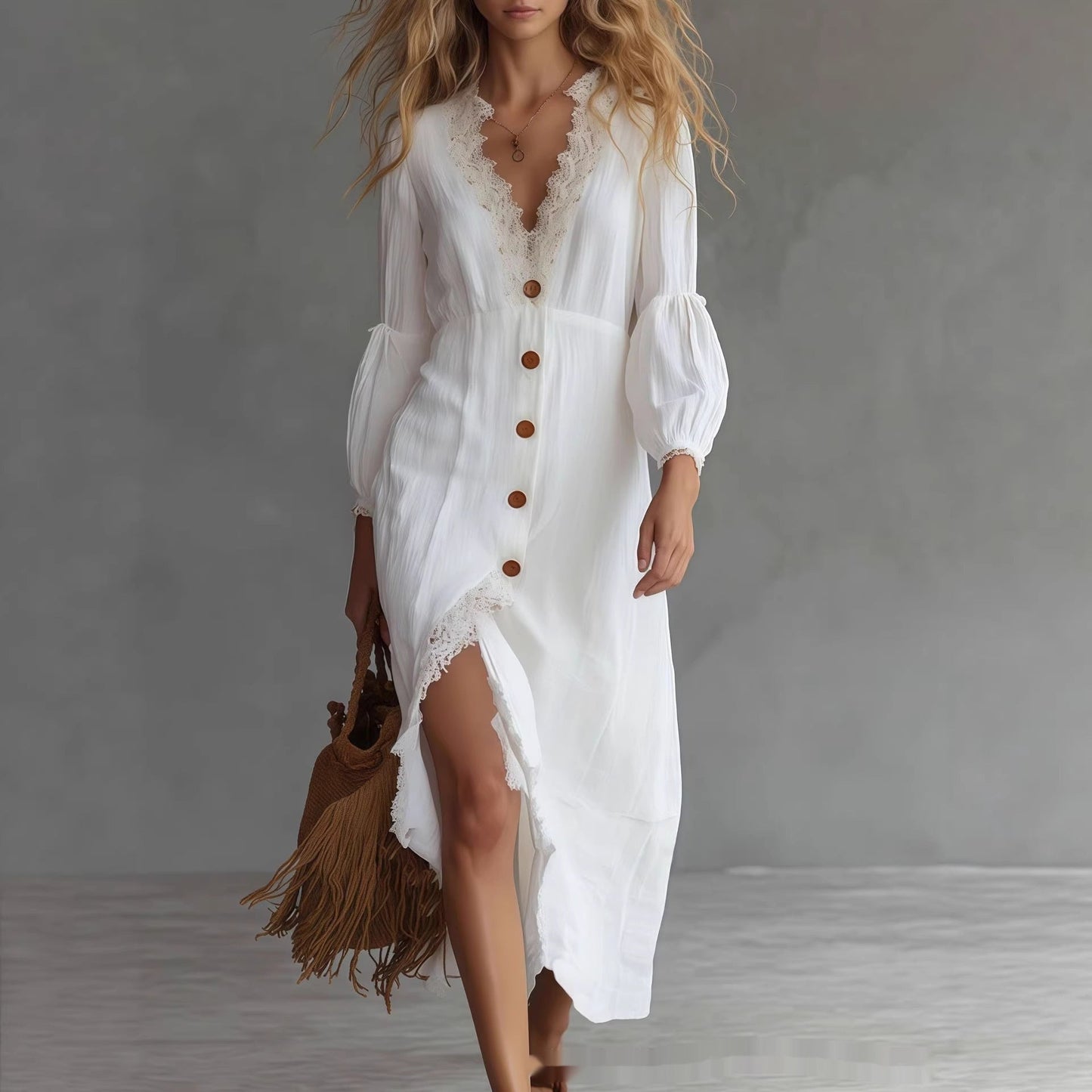 Long-Sleeve Shirt Chic White Dress FitiqueFit